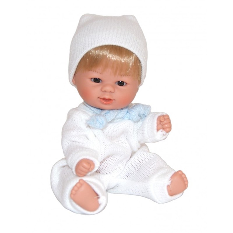 DNenes Κούκλα Μωρό Βινυλίου Αγόρι Άσπρο πλεκτό φορμάκι 21εκ.