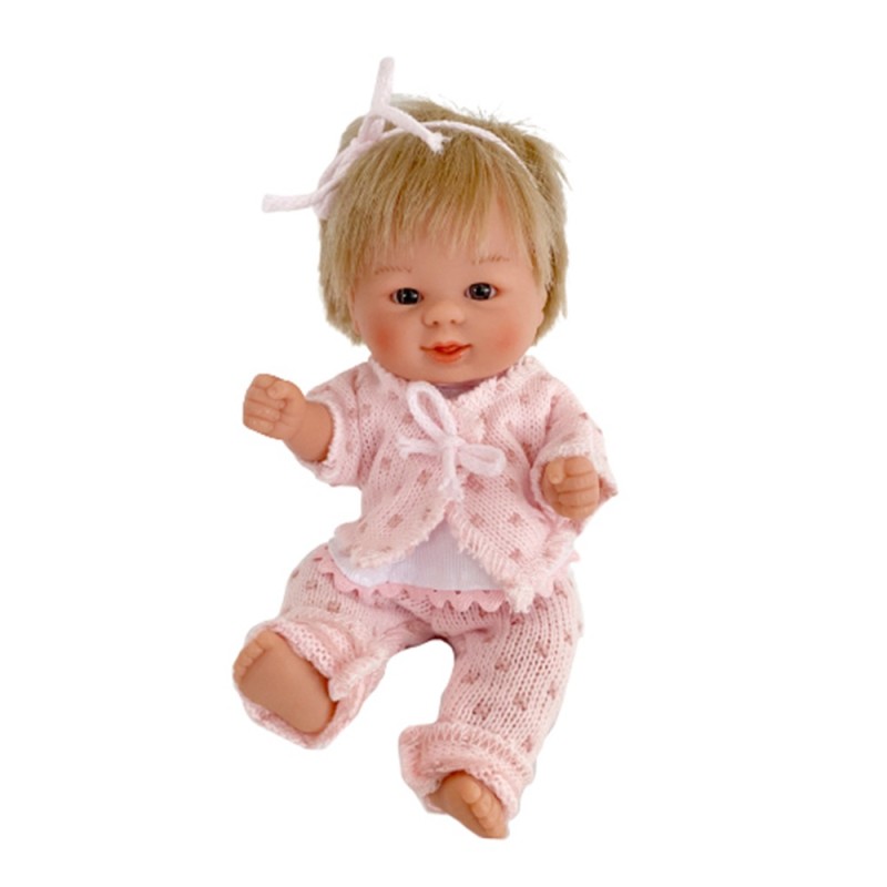 DNenes Κούκλα Μωρό Βινυλίου Ροζ πλεκτό ζακετάκι - παντελόνι 21εκ.