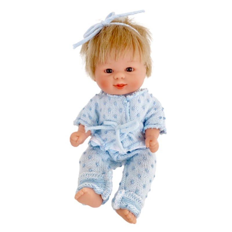 DNenes Κούκλα Μωρό Βινυλίου Γαλάζιο πλεκτό σύνολο 21εκ.
