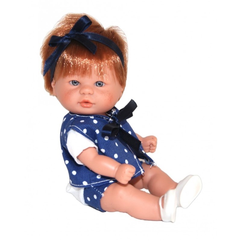 DNenes Κούκλα Μωρό Βινυλίου Μπλε-Άσπρο πουα ντύσιμο 21εκ.