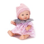 DNenes Κούκλα Μωρό Βινυλίου Ροζ φλοράλ φόρεμα με γκρι γιακά 21εκ.