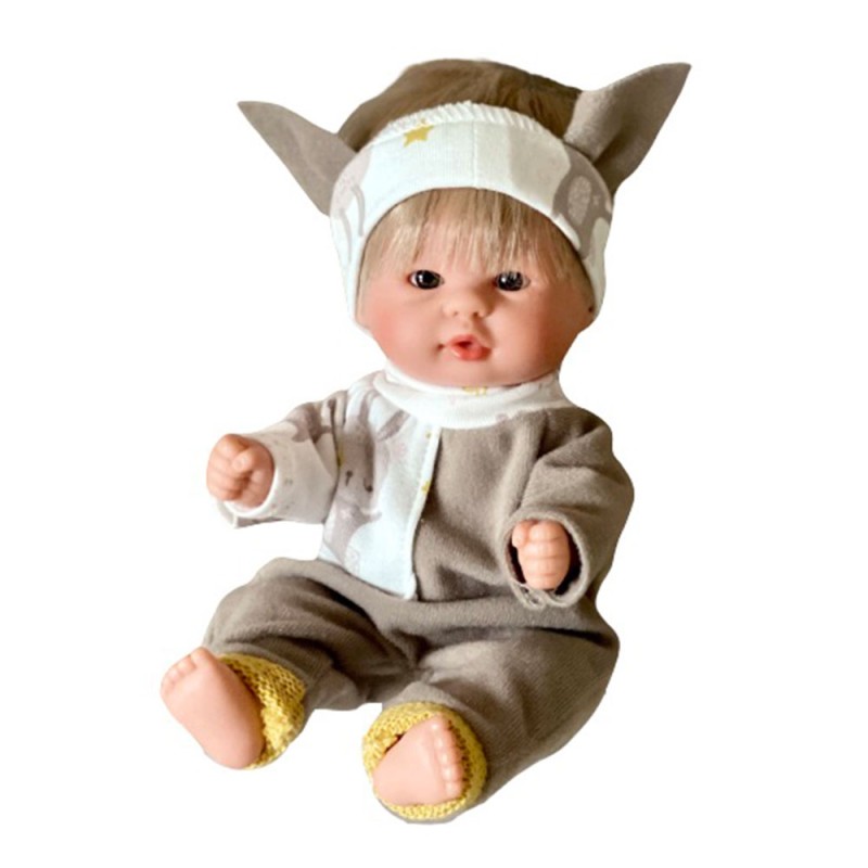 DNenes Κούκλα Μωρό Βινυλίου με ολόσωμη φόρμα Κουνελάκι 21εκ.