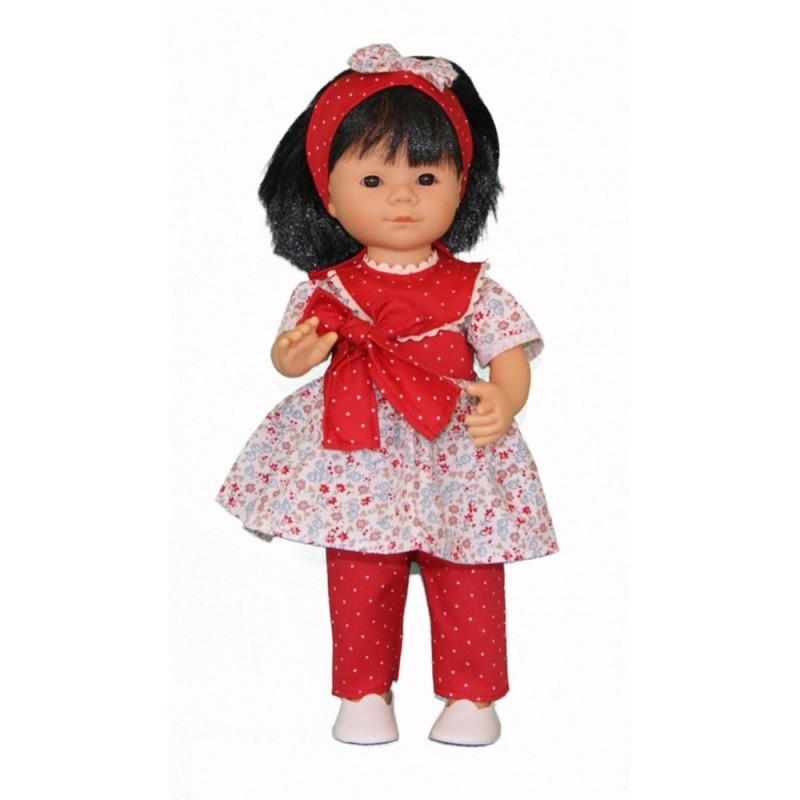 DNenes Κούκλα Βινυλίου Κόκκινο ντύσιμο με βούλες 34εκ.