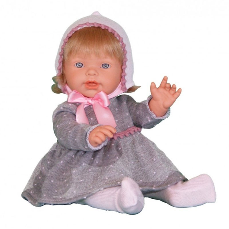 DNenes Κούκλα Μωρό Βινυλίου Γκρι Φόρεμα 48 εκ.