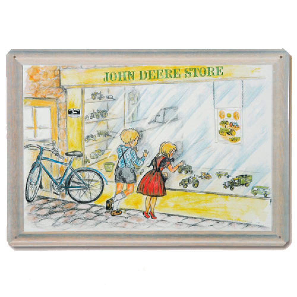 Tin decoration plate A4 J.D. Children at a window