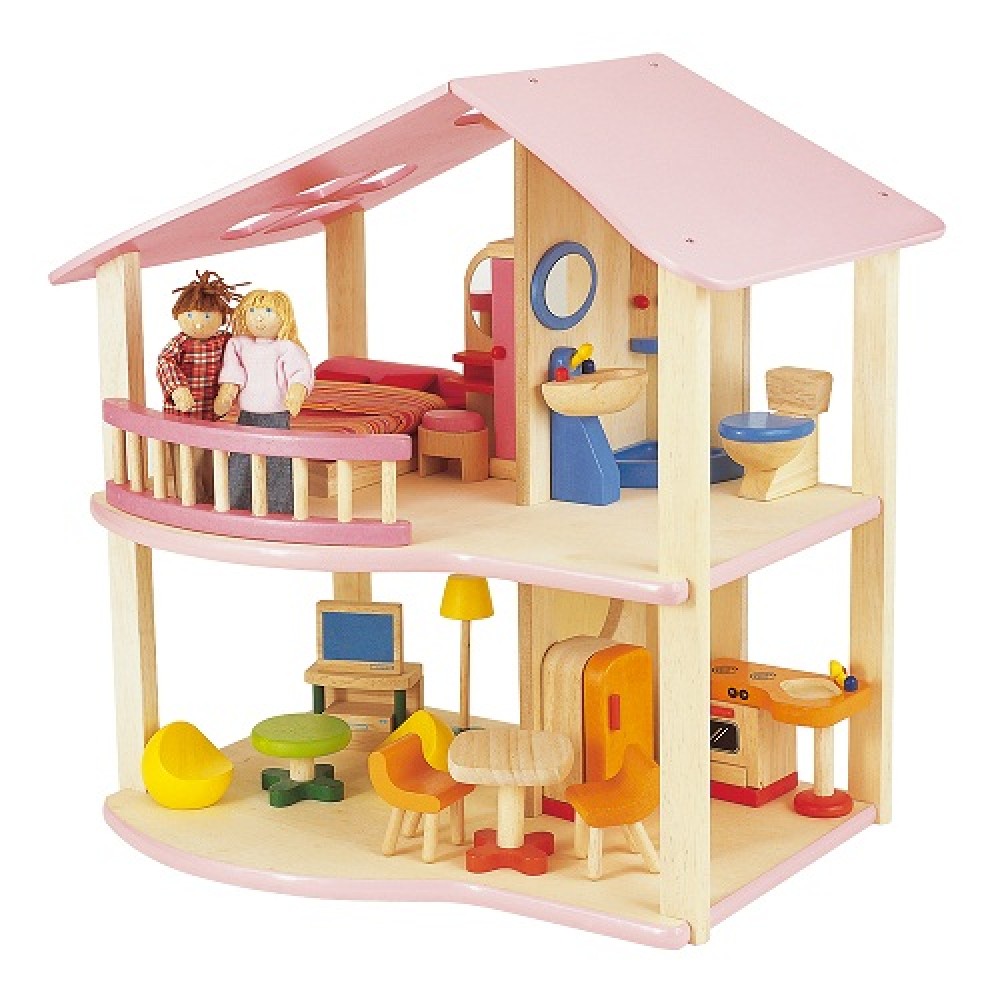 Pin Toys Dollhouse rubberwood+funriture