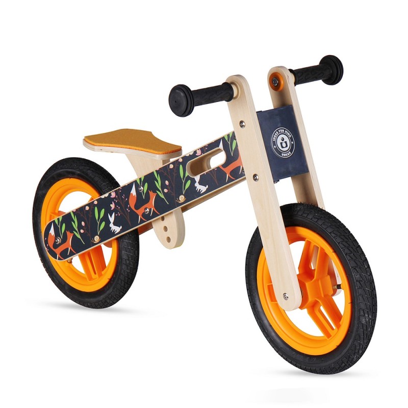 Zenit Ξύλινο Ποδήλατο Ισορροπίας Μαύρο - πορτοκαλί Αλεπού
