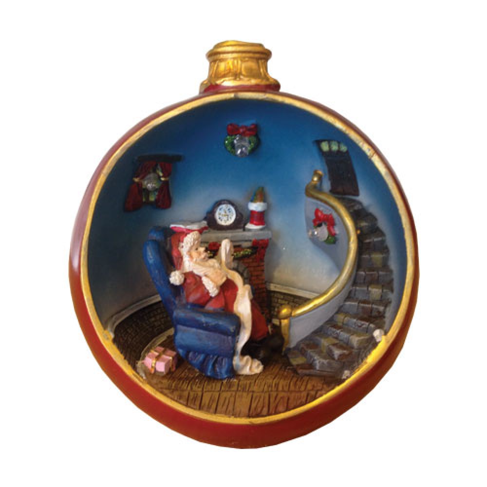 POLYRESIN 6 BALL,XMAS SCENE, 3 LED. COLOR CHANGING. 3 SONGS