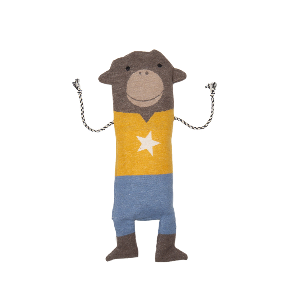 David Fussenegger JUWEL Set, blanket in puppet "monkey" 70 x 90 cm yellow