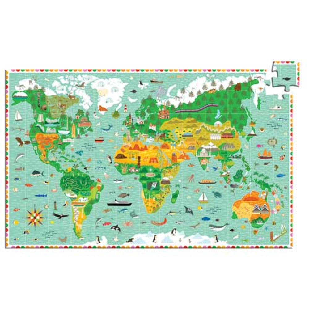 Djeco παζλ ανακάλυψης παγκόσμιος χάρτης 200 τεμάχια - FSC MIX
