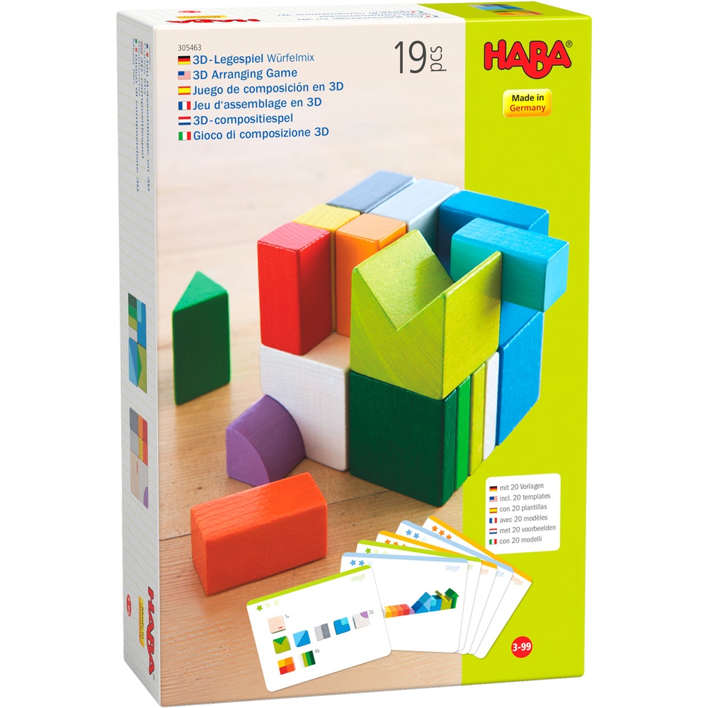 Haba 3D Ξύλινο παιχνίδι αντιγραφής με τουβλάκια Χρώματα - σχήματα
